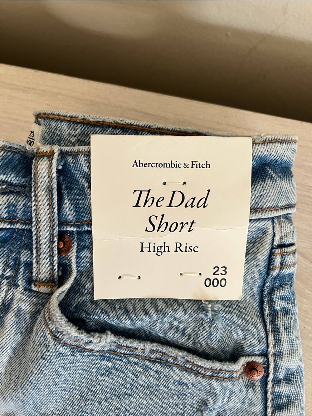Abercrombie & Fitch Light Blue High-Rise Dad Denim Shorts - Picture 3 of 4